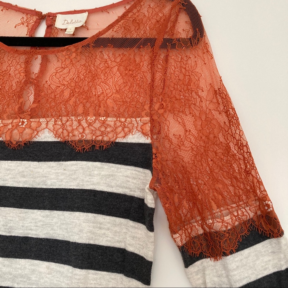 Anthropologie Deletta Lace and Lines Top Size S - Picture 8 of 9